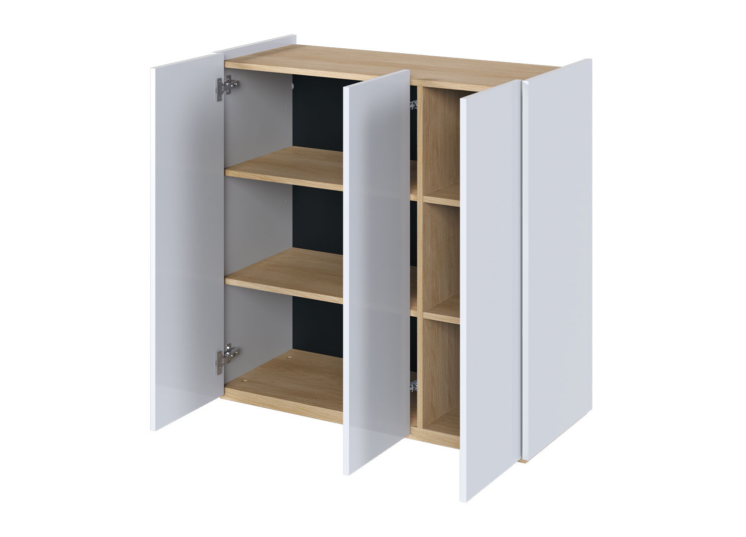 Commode moderne blanc brillant et chêne 95 cm avec éclairage Onda