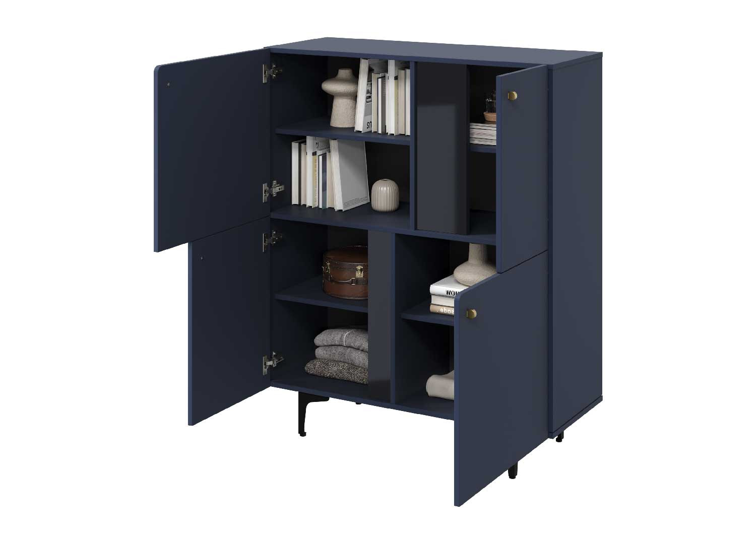 Commode moderne bleue de 4 portes