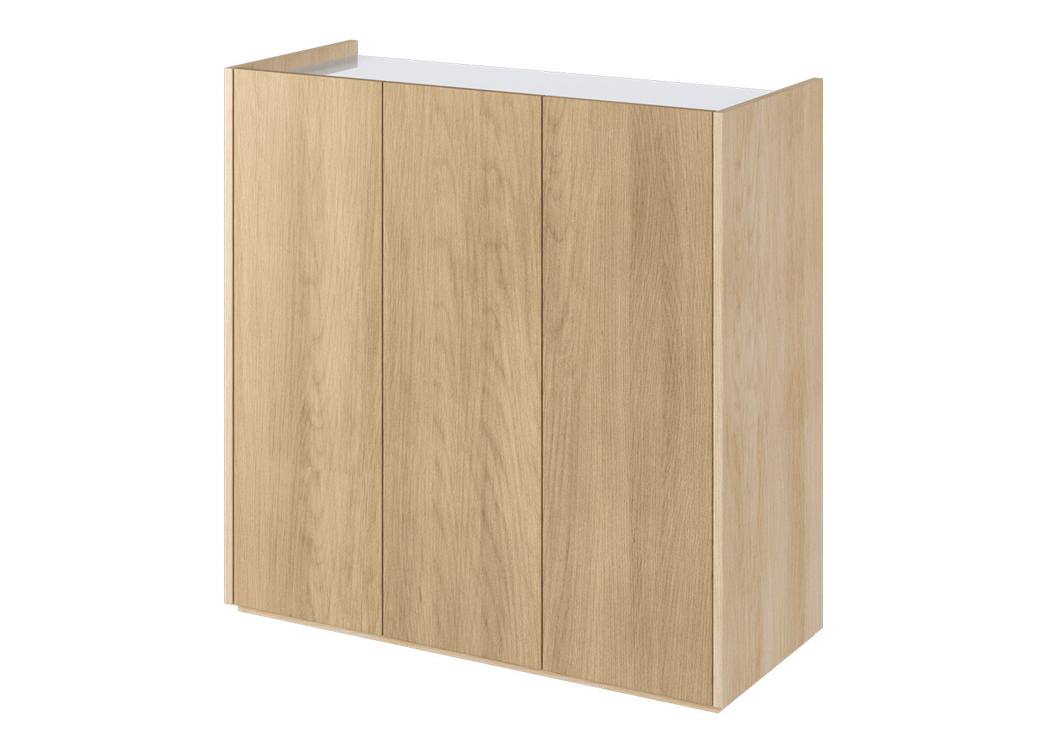 Commode moderne chêne et blanc brillant 95 cm à LED Onda