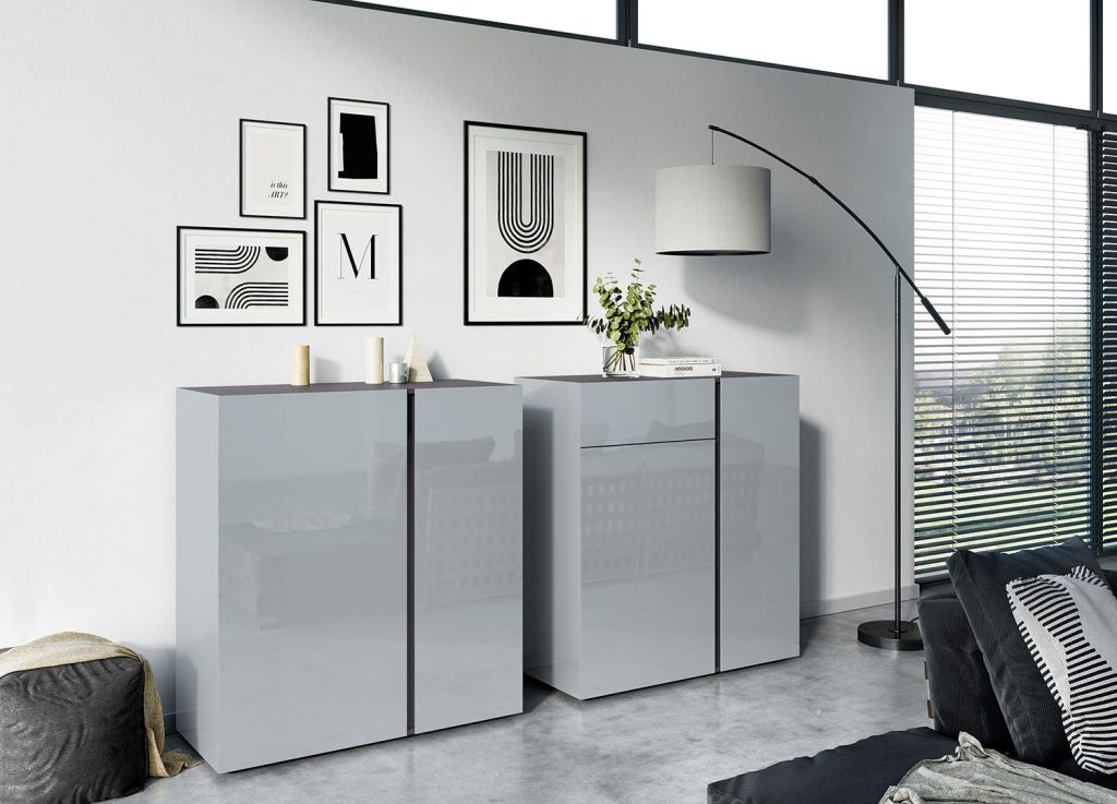 Commode verre gris et graphite - 2 versions
