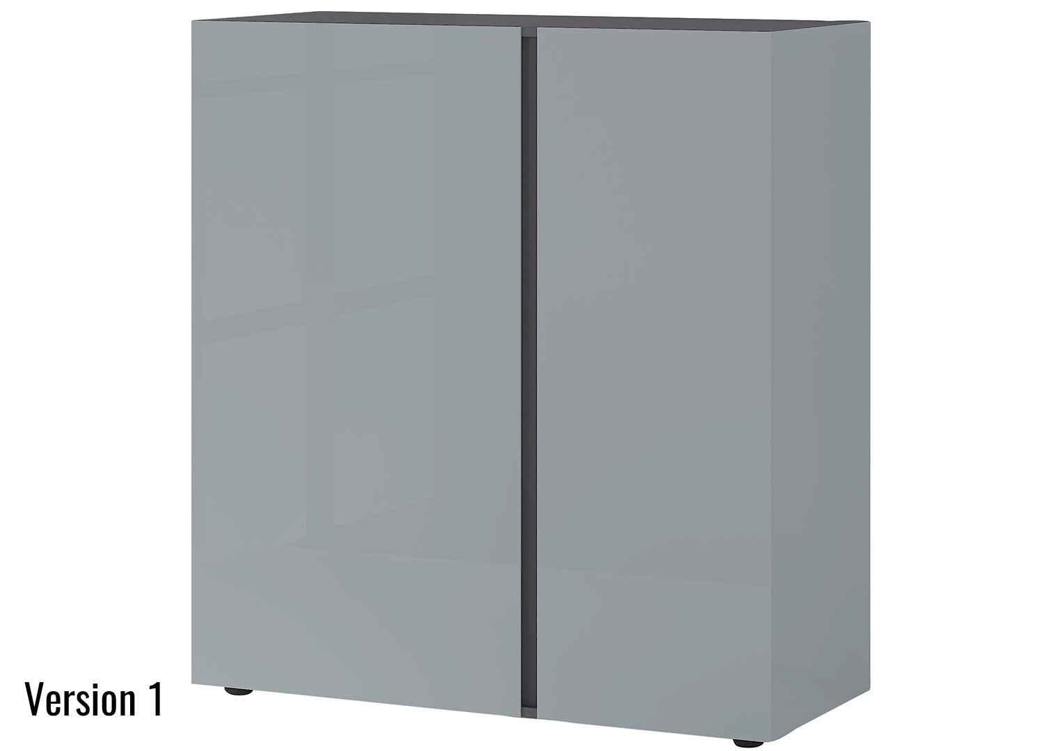 Commode verre gris 2 portes et 1 tiroir