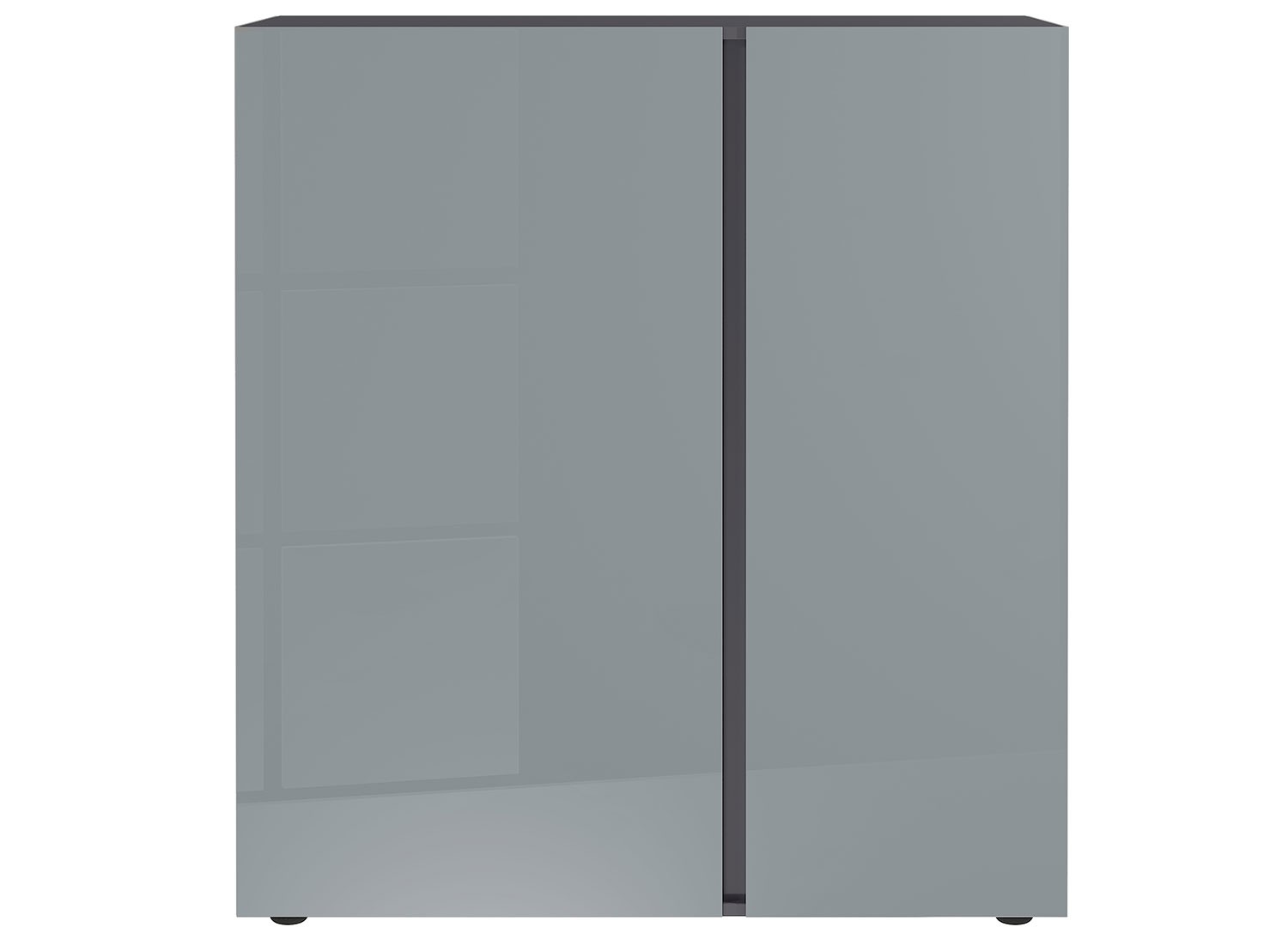 Commode verre gris 2 portes et 1 tiroir