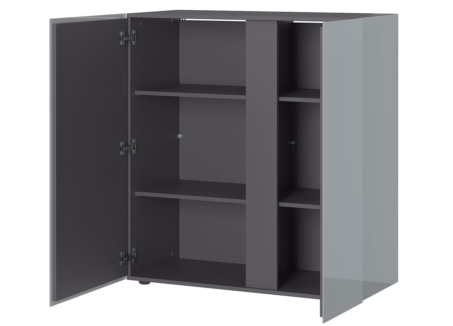 Commode verre gris 2 portes et 1 tiroir