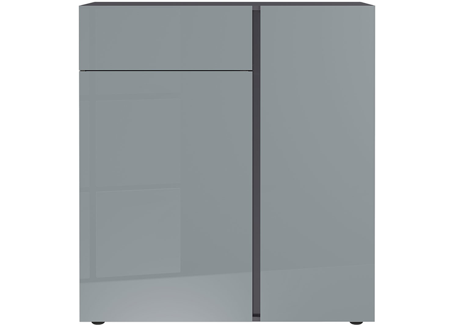 Commode verre gris 2 portes et 1 tiroir