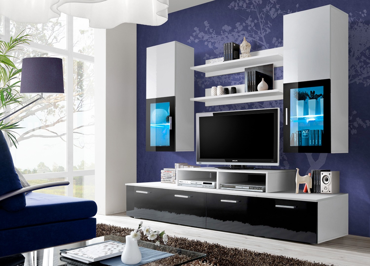 Composition TV Design Blanc / Noir