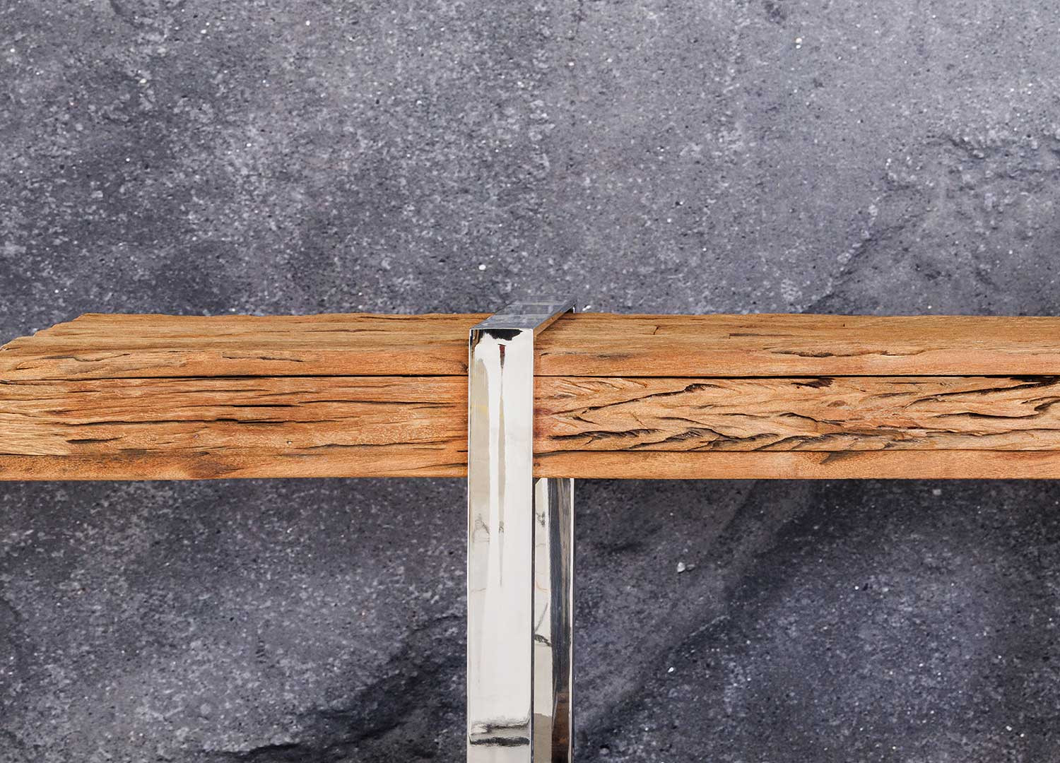 Console en bois massif et acier chromé 3 tiroirs
