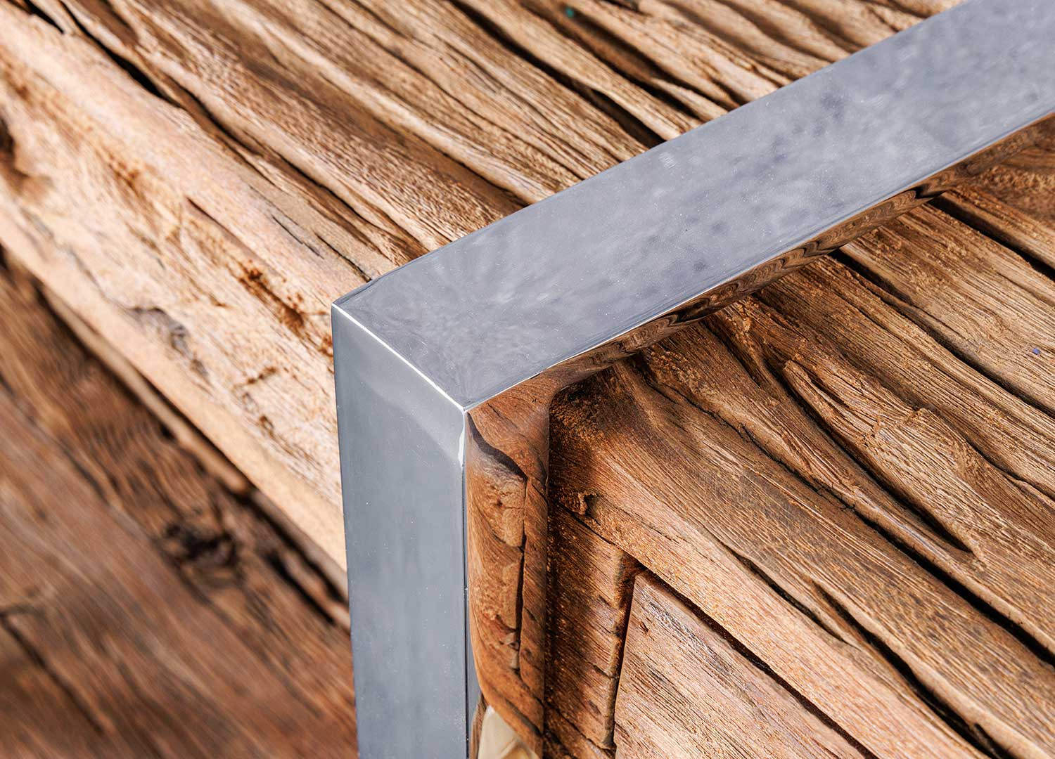 Console en bois massif et acier chromé 3 tiroirs