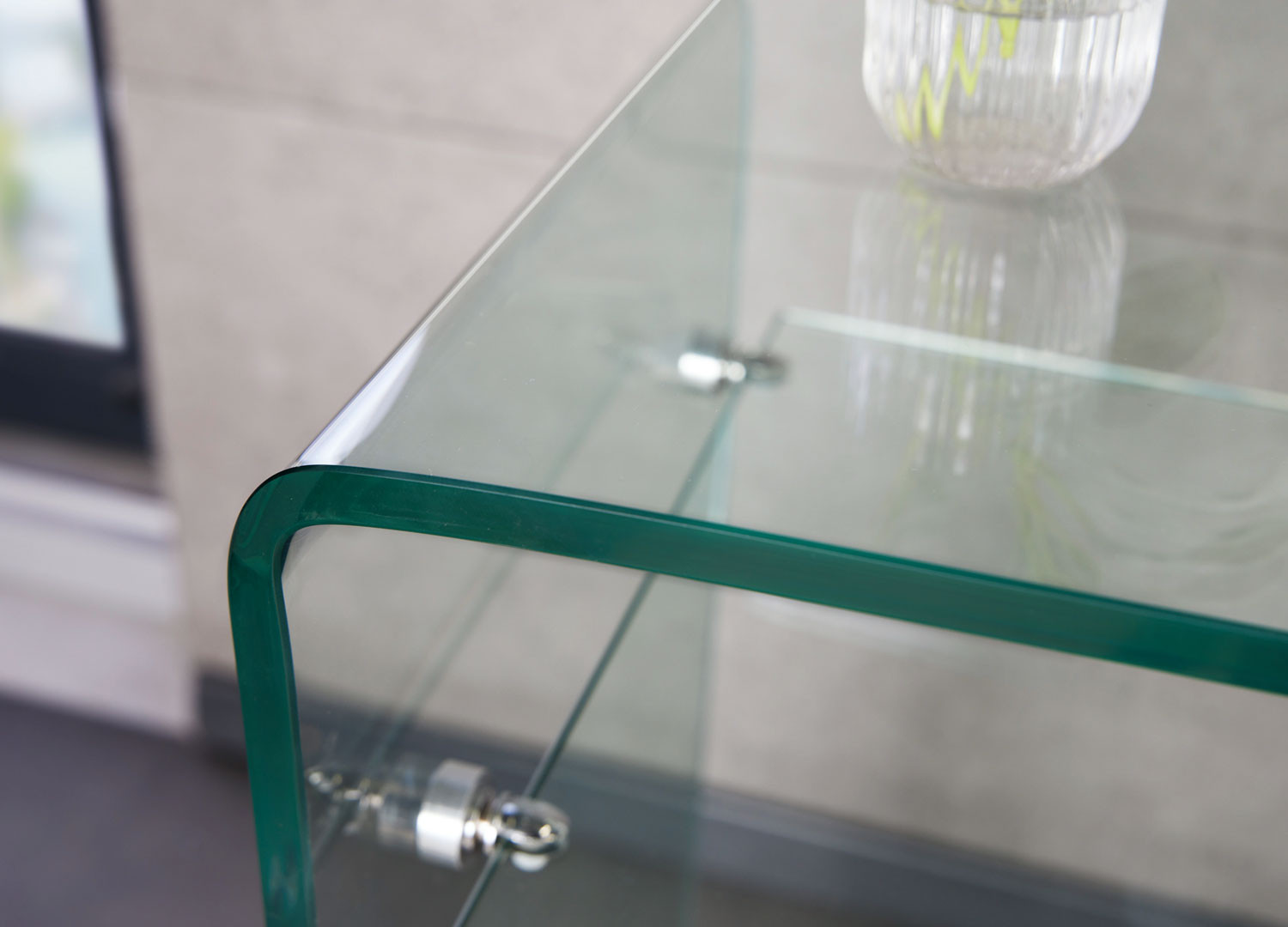 Console en verre de 1m avec étagère