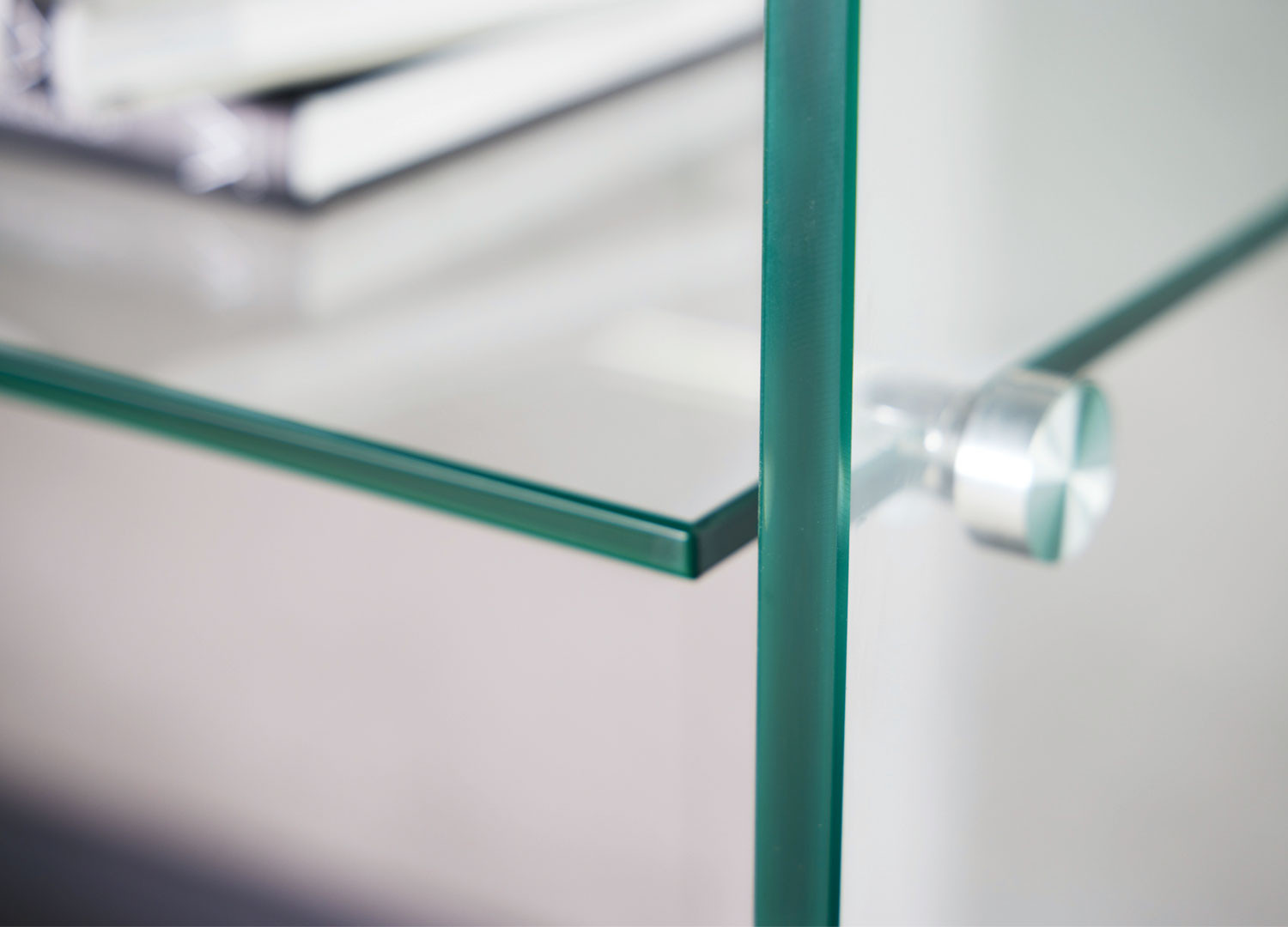 Console en verre de 1m avec étagère