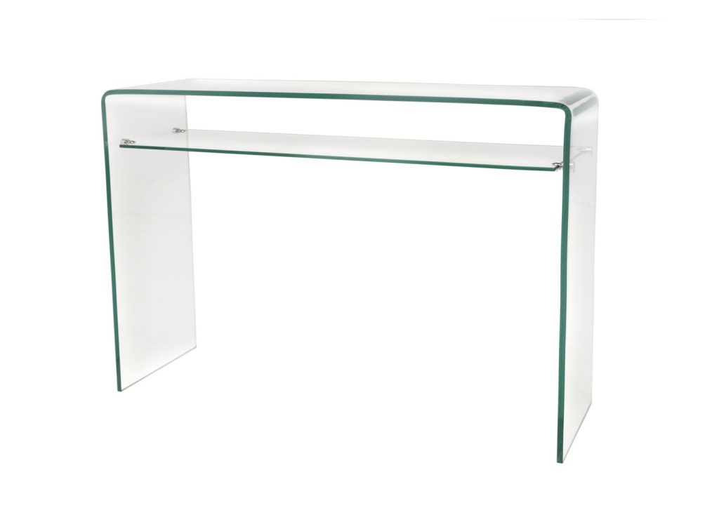 Console en verre de 1m avec étagère