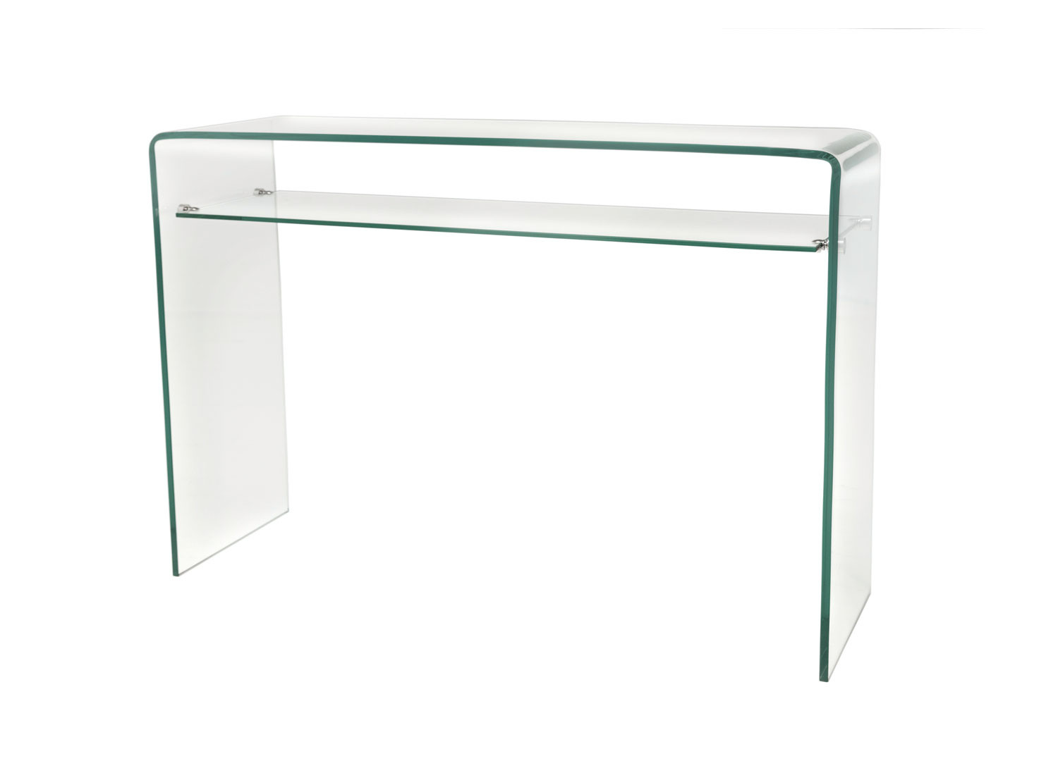 Console en verre de 1m avec étagère