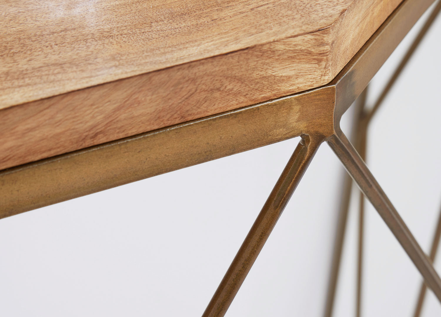 Console originale bois massif et cadre laiton