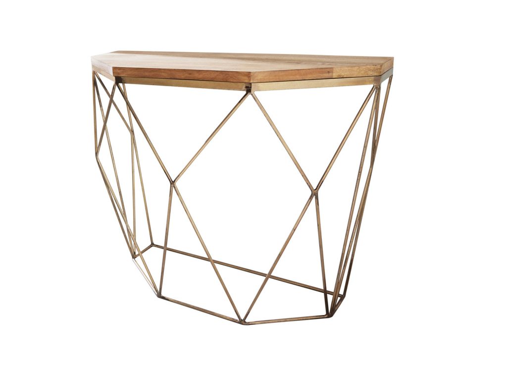 Console originale bois massif et cadre laiton