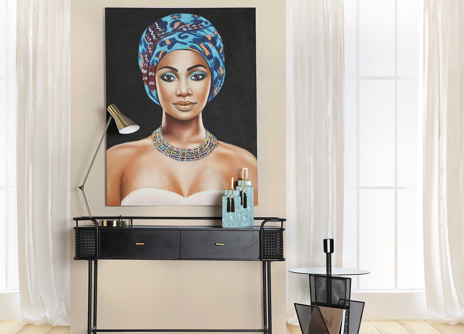 Décoration murale sur toile femme africaine 90x120 cm