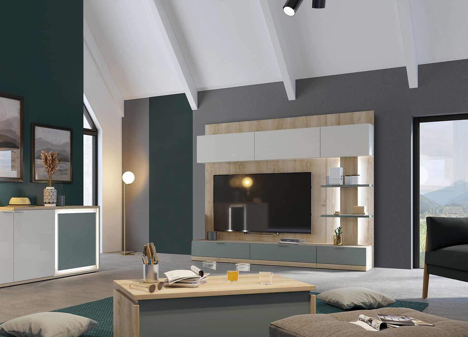 Élément mural TV avec rangement 240 cm Elska