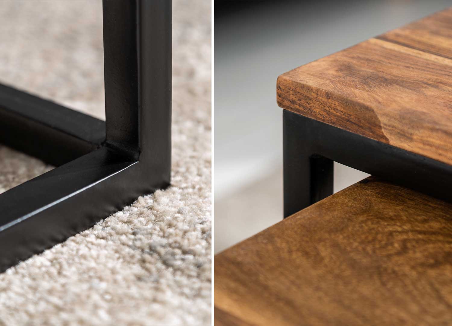 Ensemble de 2 tables basses emboîtables bois massif