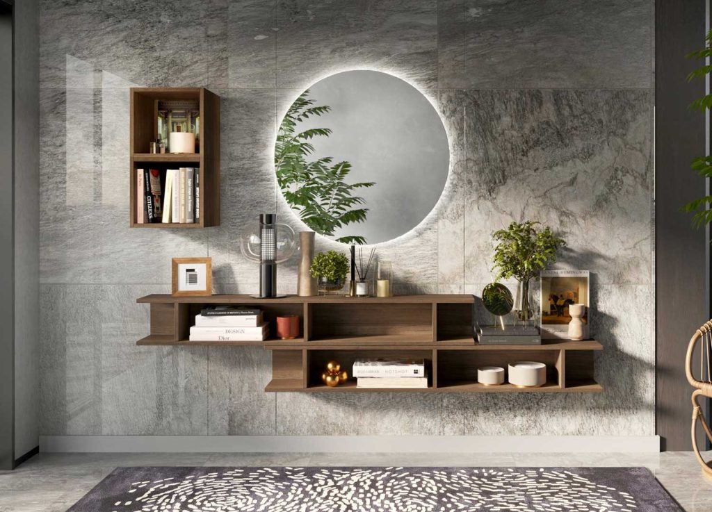 Ensemble de meubles d'entrée avec niches et miroir