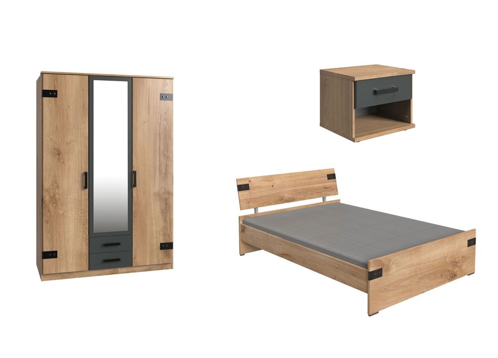 Ensemble de mobilier chambre ado style industriel