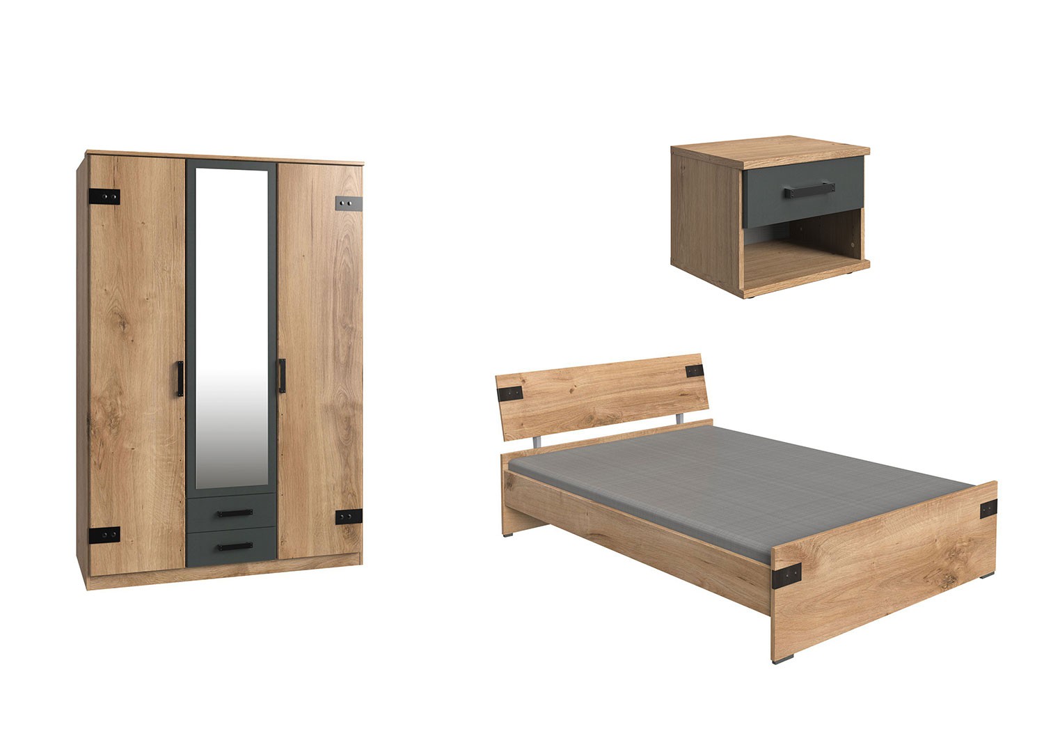 Ensemble de mobilier chambre ado style industriel