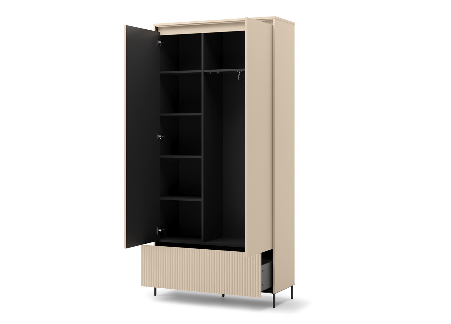 Ensemble d'entrée armoire et commode beige et noir Trend