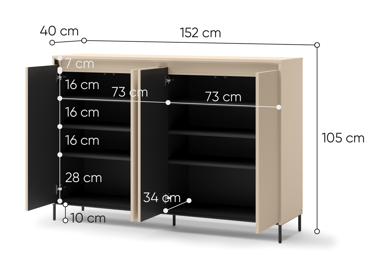 Ensemble d'entrée armoire et commode beige et noir Trend