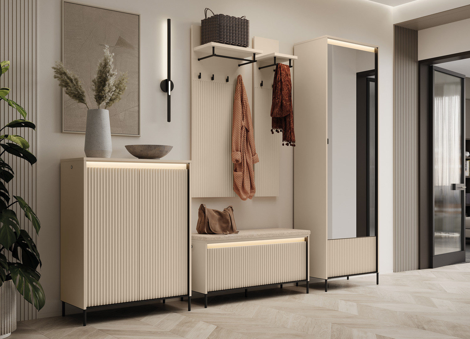 Ensemble d'entrée beige et noir Trend