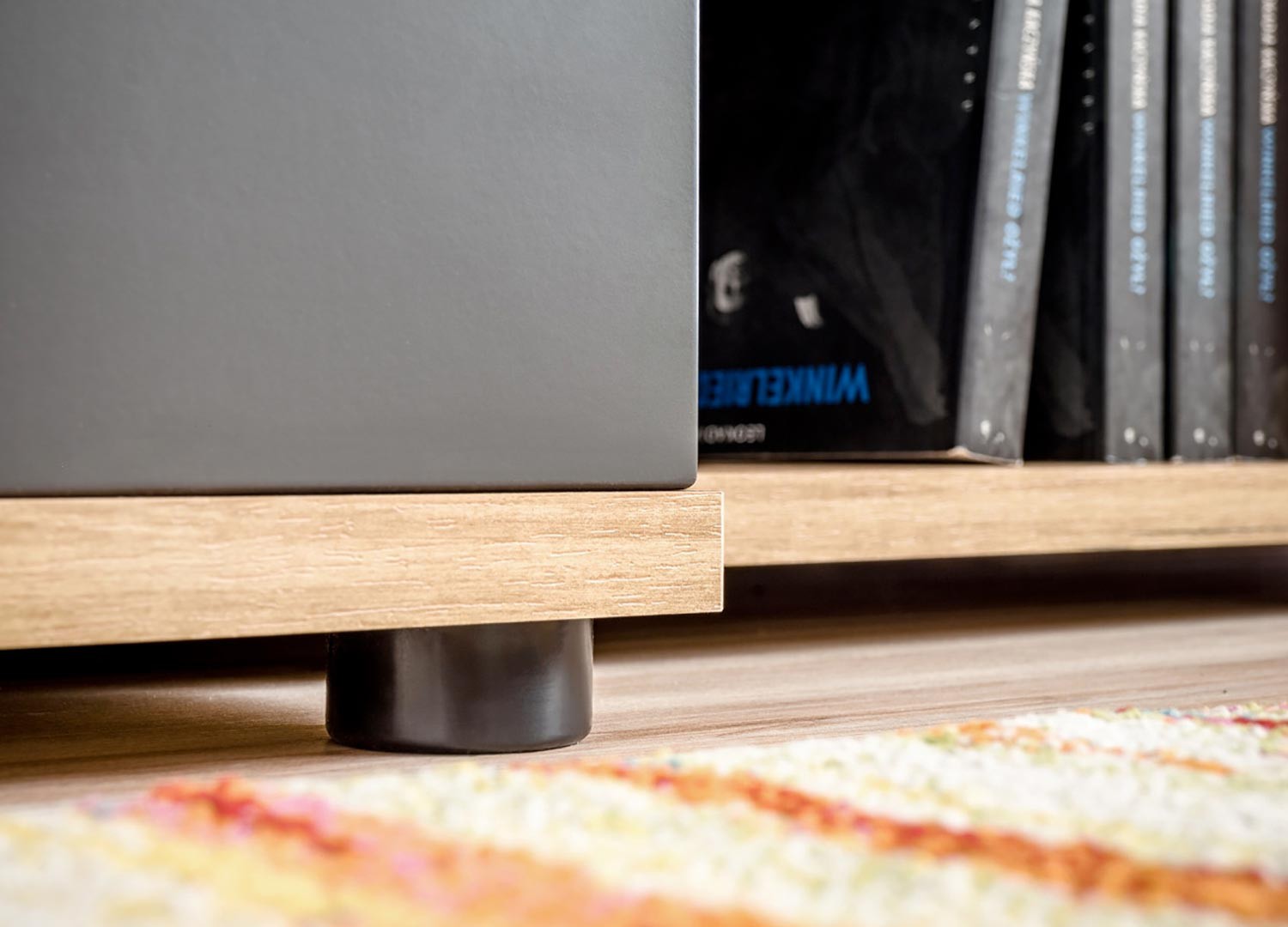 Ensemble meuble TV mural anthracite et bois