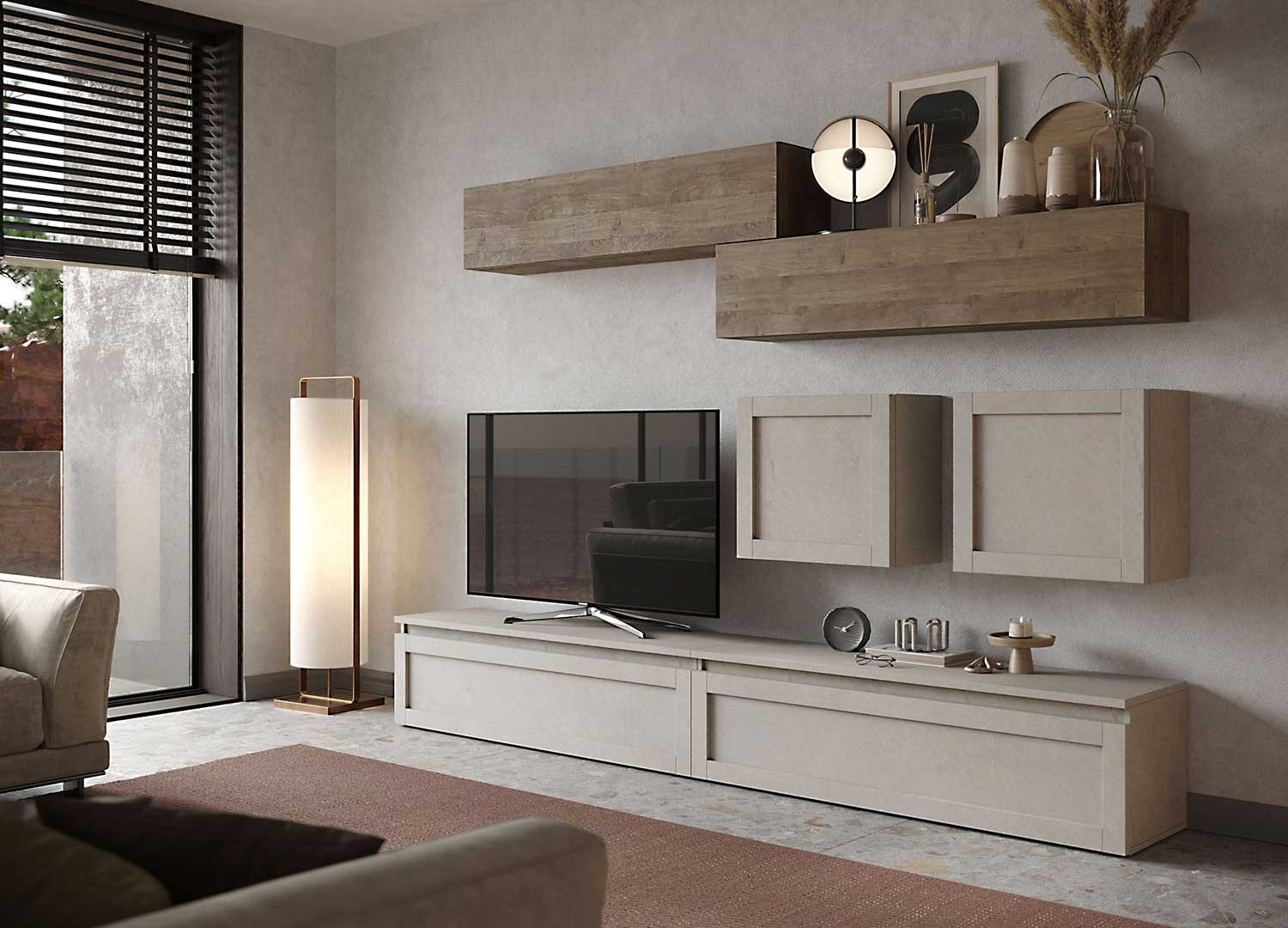 Ensemble meubles tv 6 éléments chêne mercure et argile