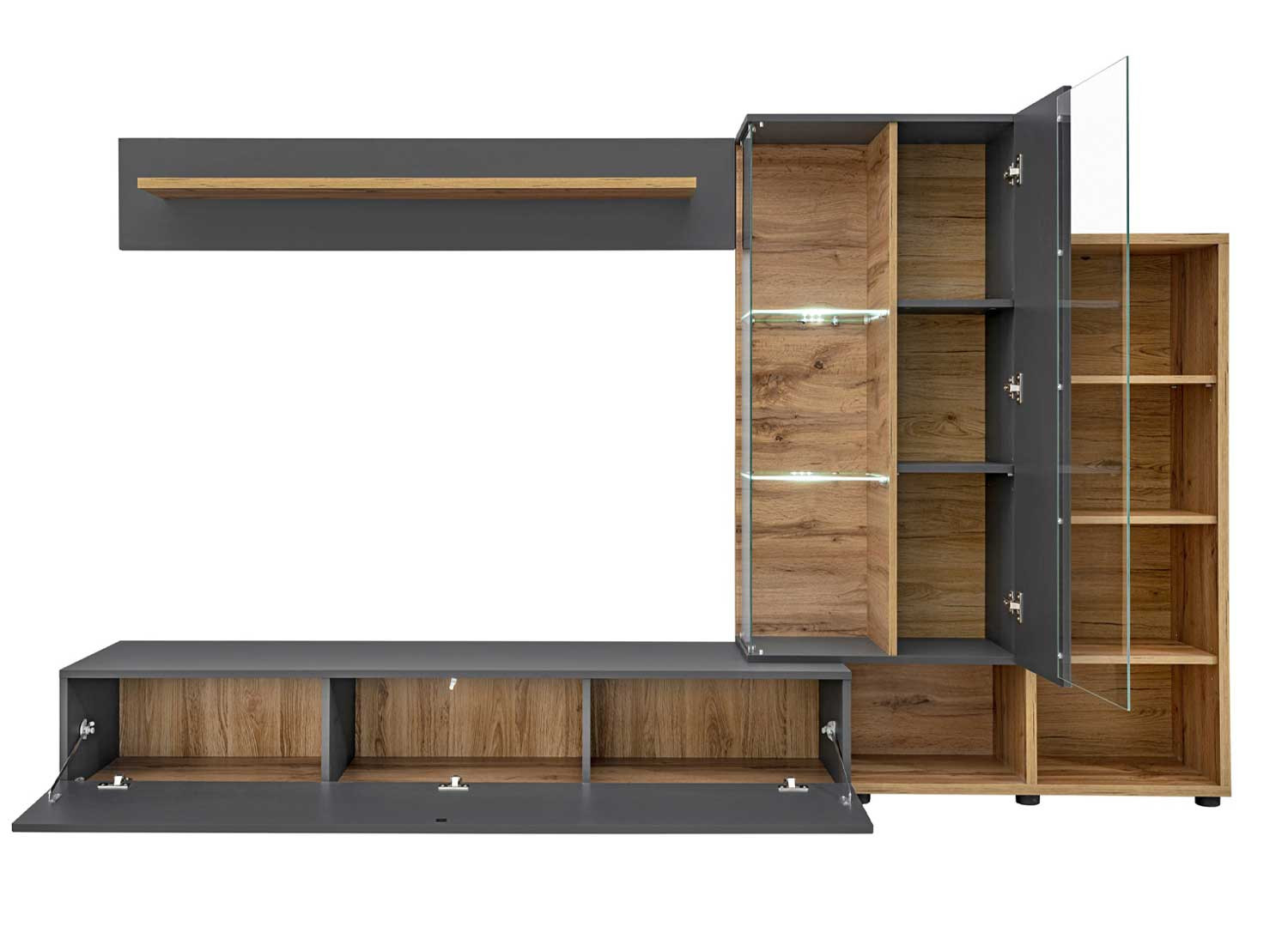 Ensemble meubles tv gris anthracite et chêne