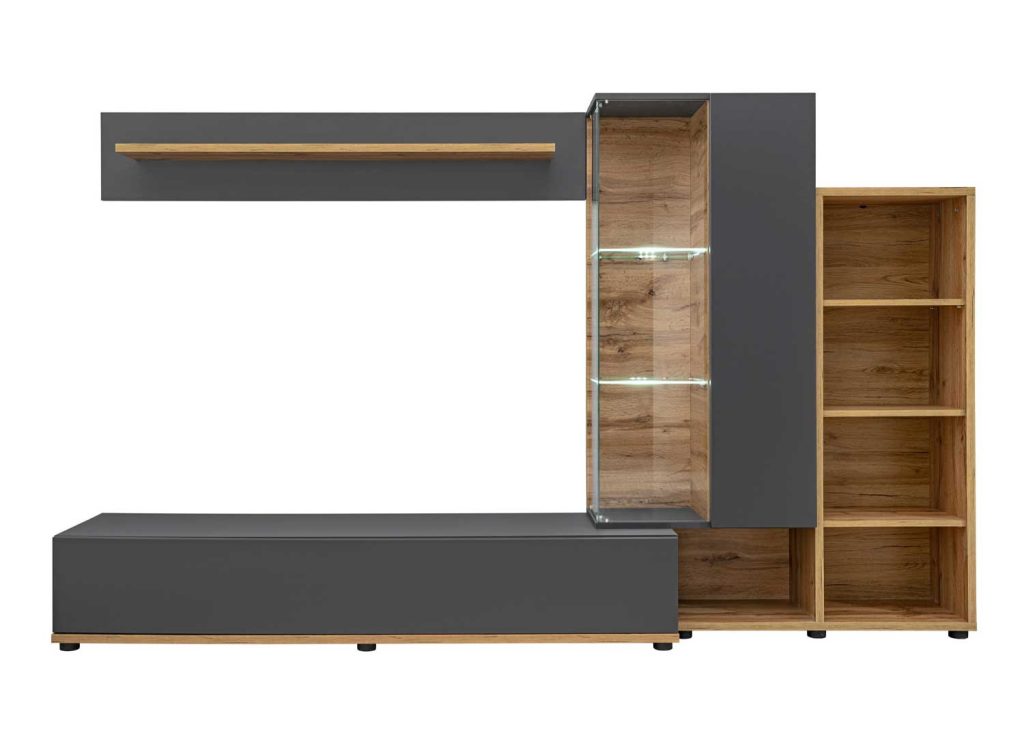 Ensemble meubles tv gris anthracite et chêne