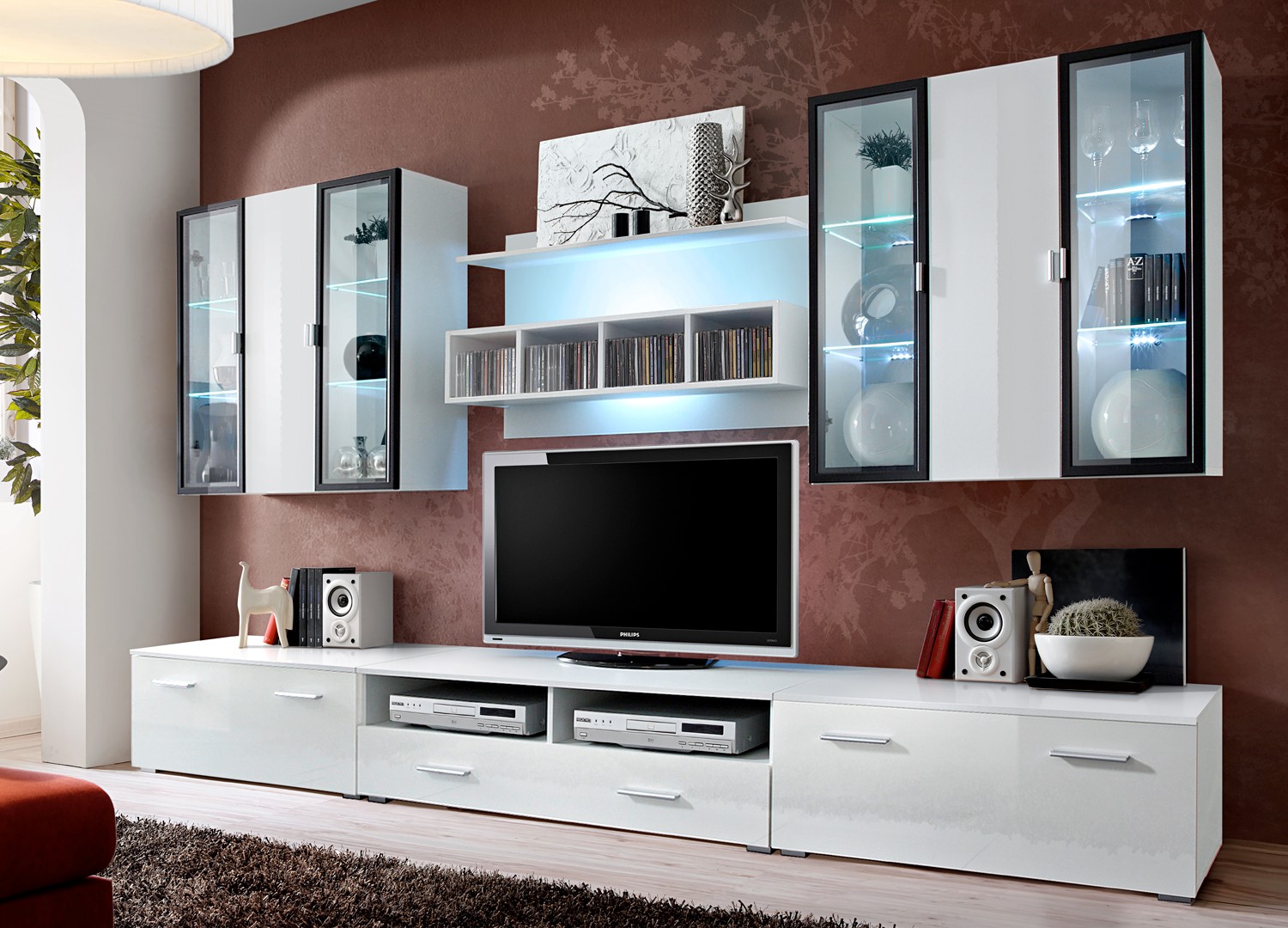 Ensemble TV avec Panneau Mural et Éclairage Led