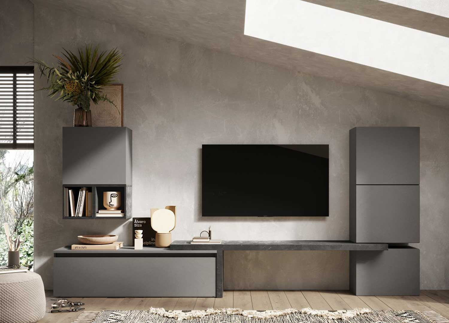 Ensemble TV design ardoise et graphite Eloa
