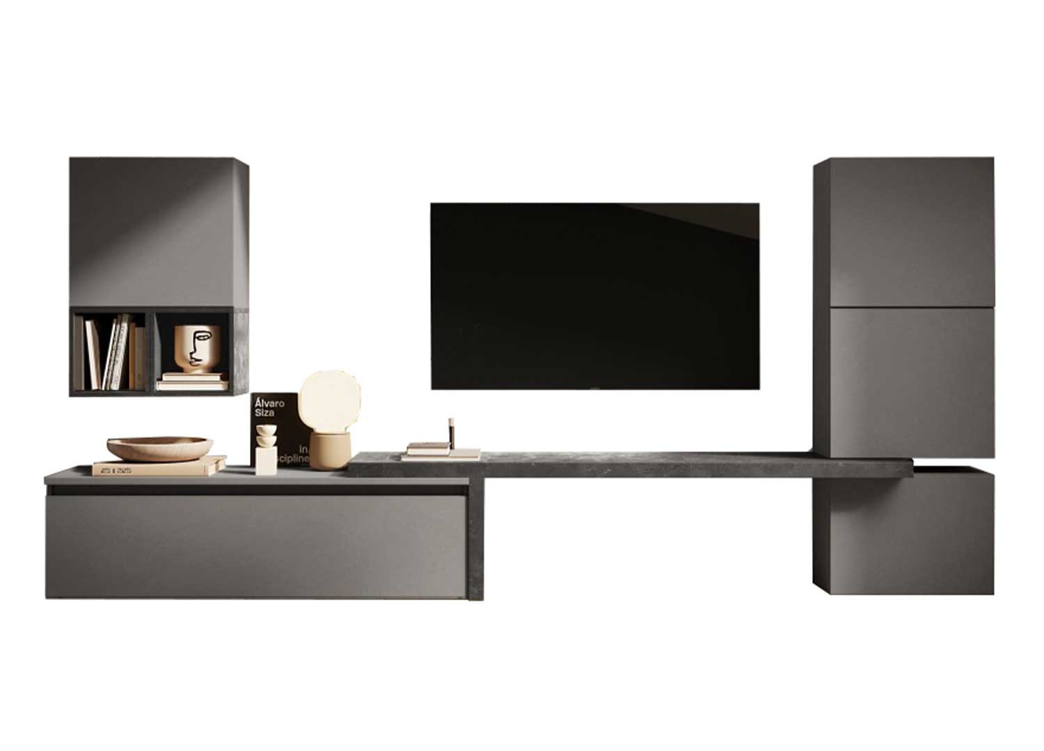 Ensemble TV design ardoise et graphite Eloa