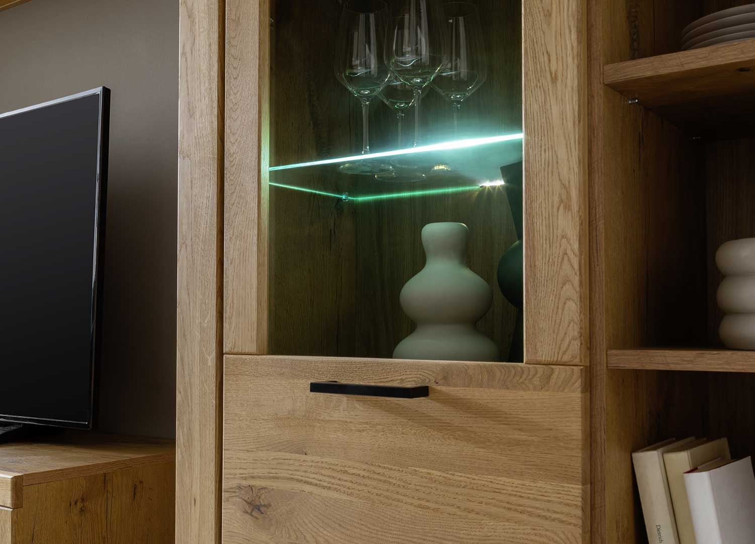 Ensemble TV moderne en bois chêne sauvage Jambo