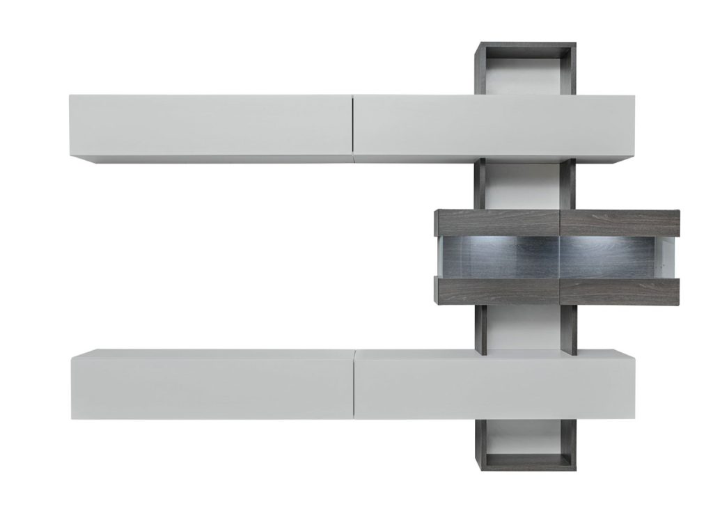 Ensemble tv mural suspendu gris perle et chêne graphite