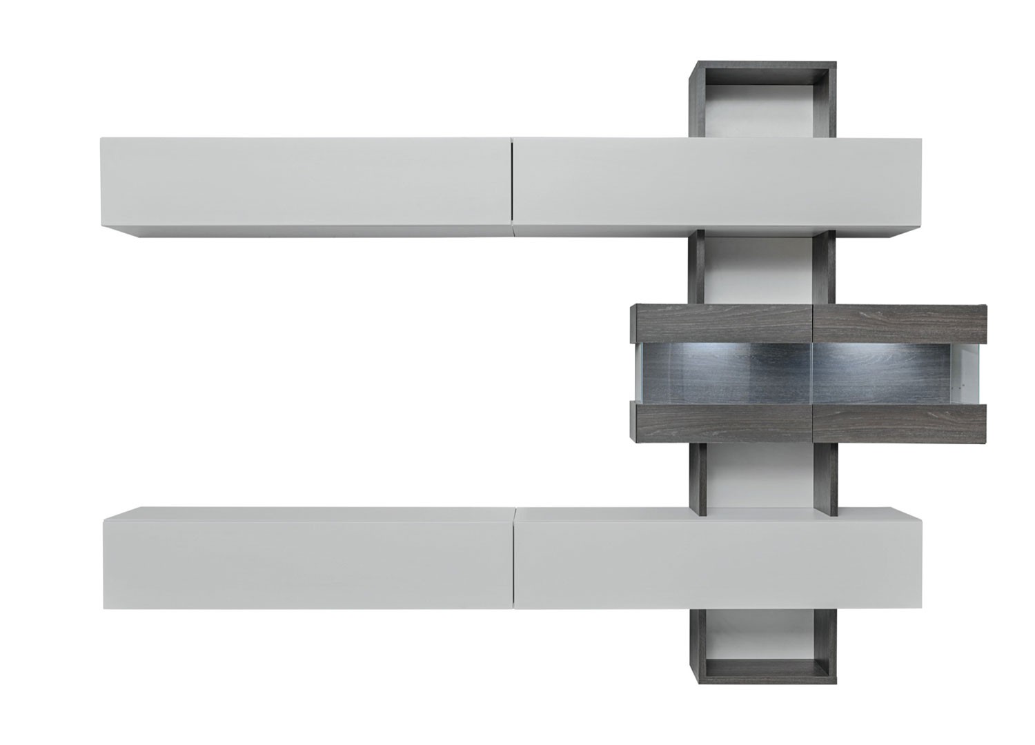 Ensemble tv mural suspendu gris perle et chêne graphite
