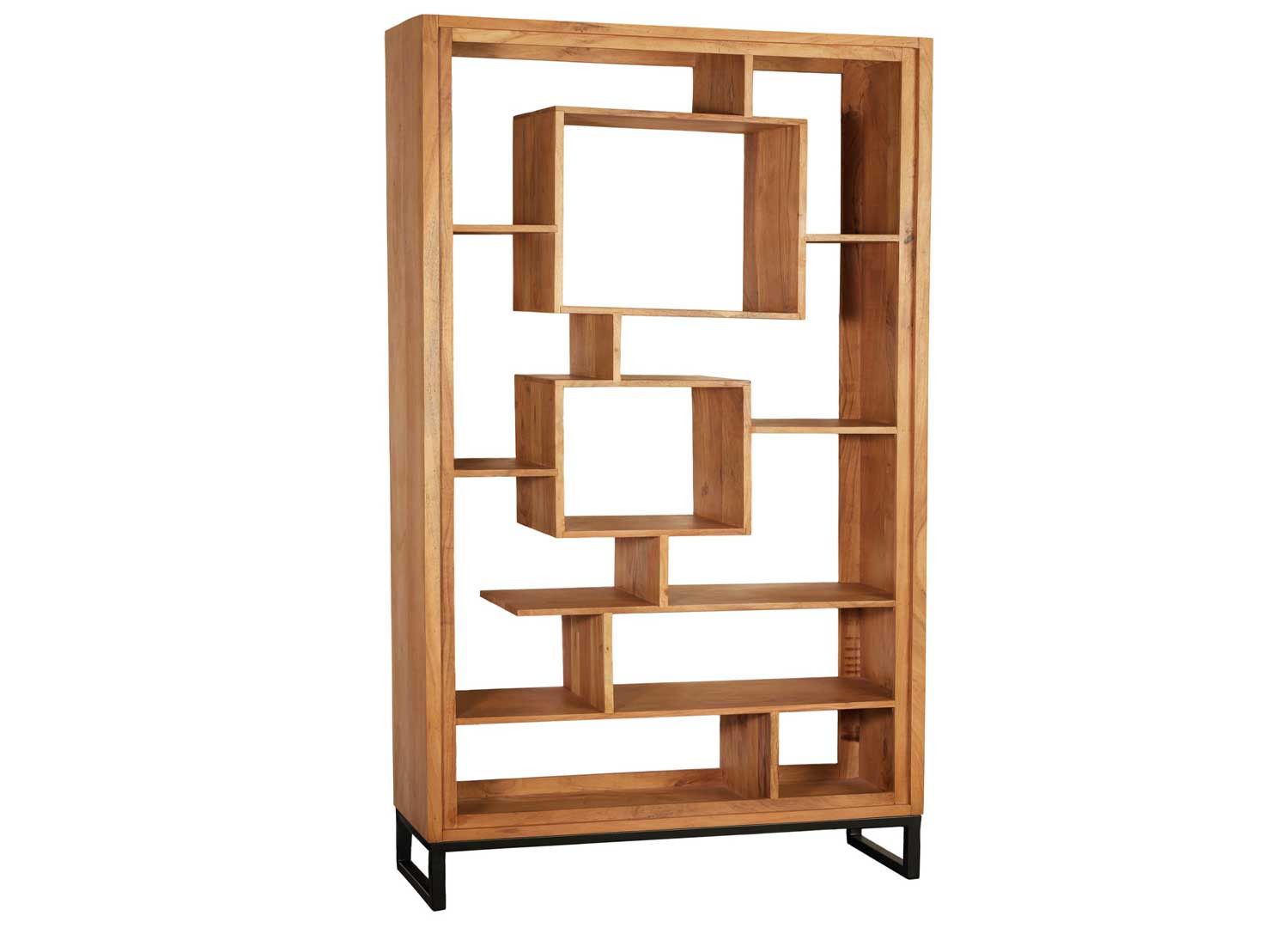 Étagère de rangement 190 cm bois massif et métal