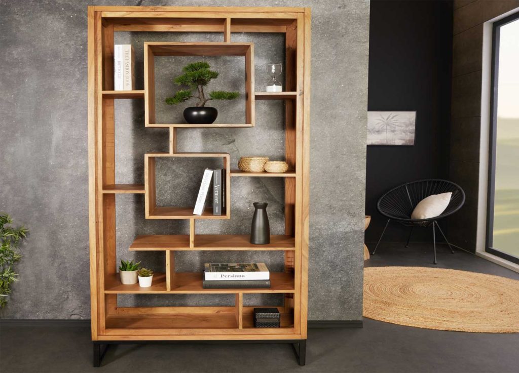 Étagère de rangement 190 cm bois massif et métal