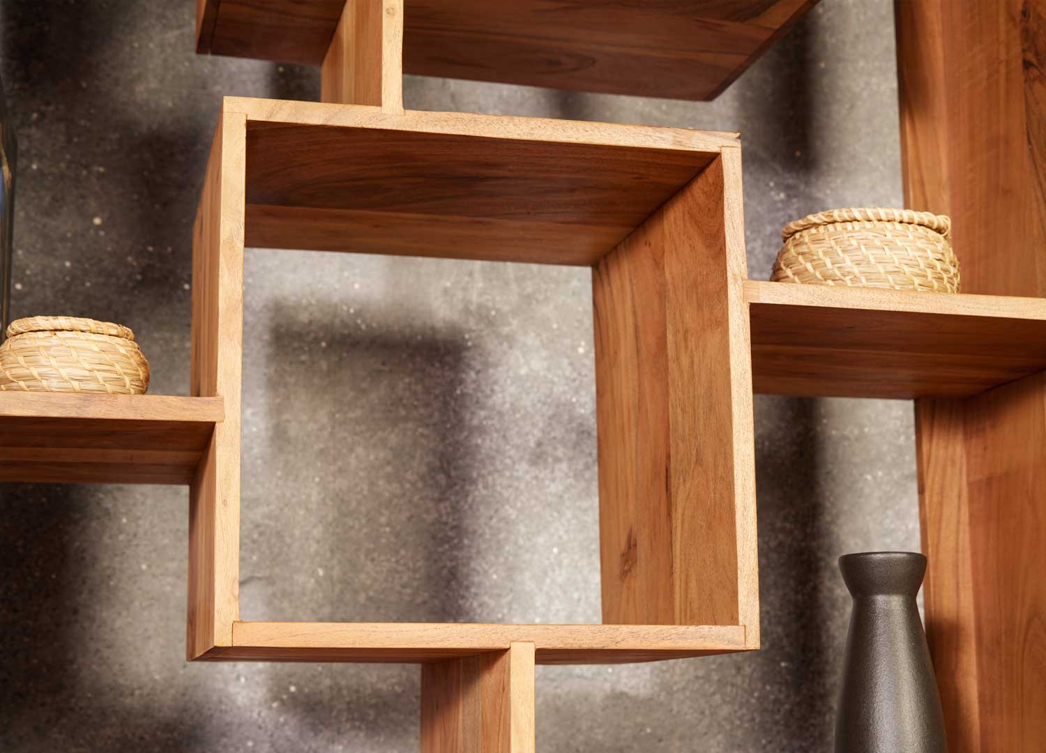 Étagère de rangement 190 cm bois massif et métal