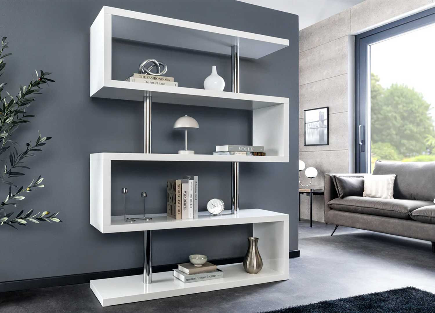 Étagère moderne blanc brillant Nina