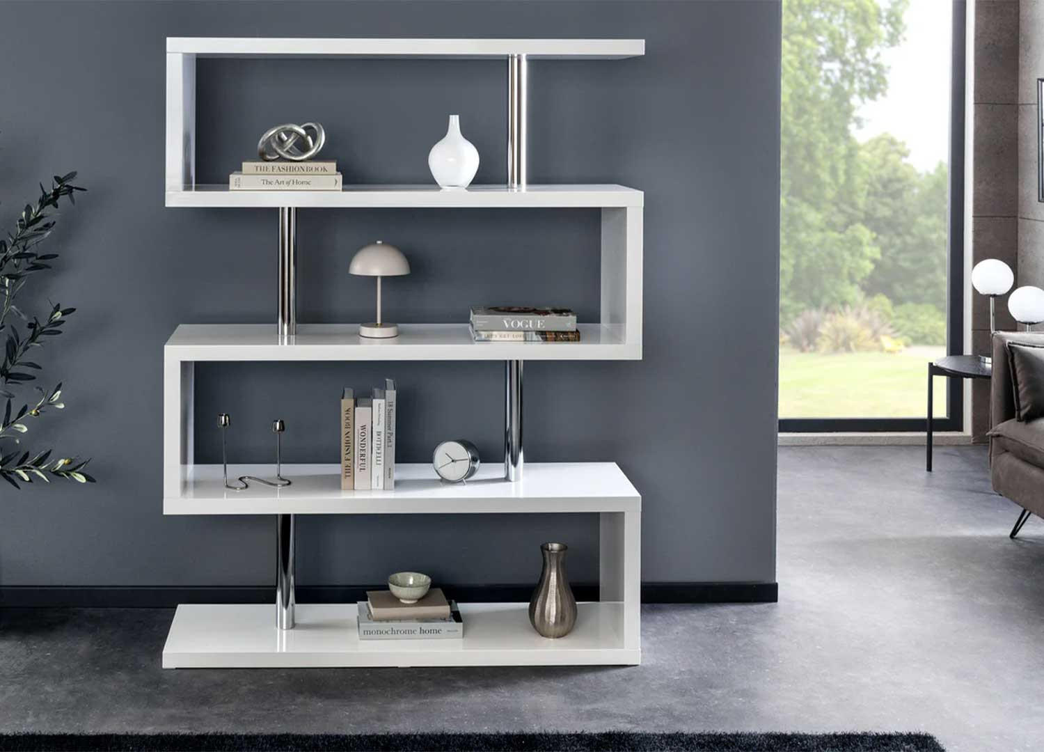Étagère moderne blanc brillant Nina