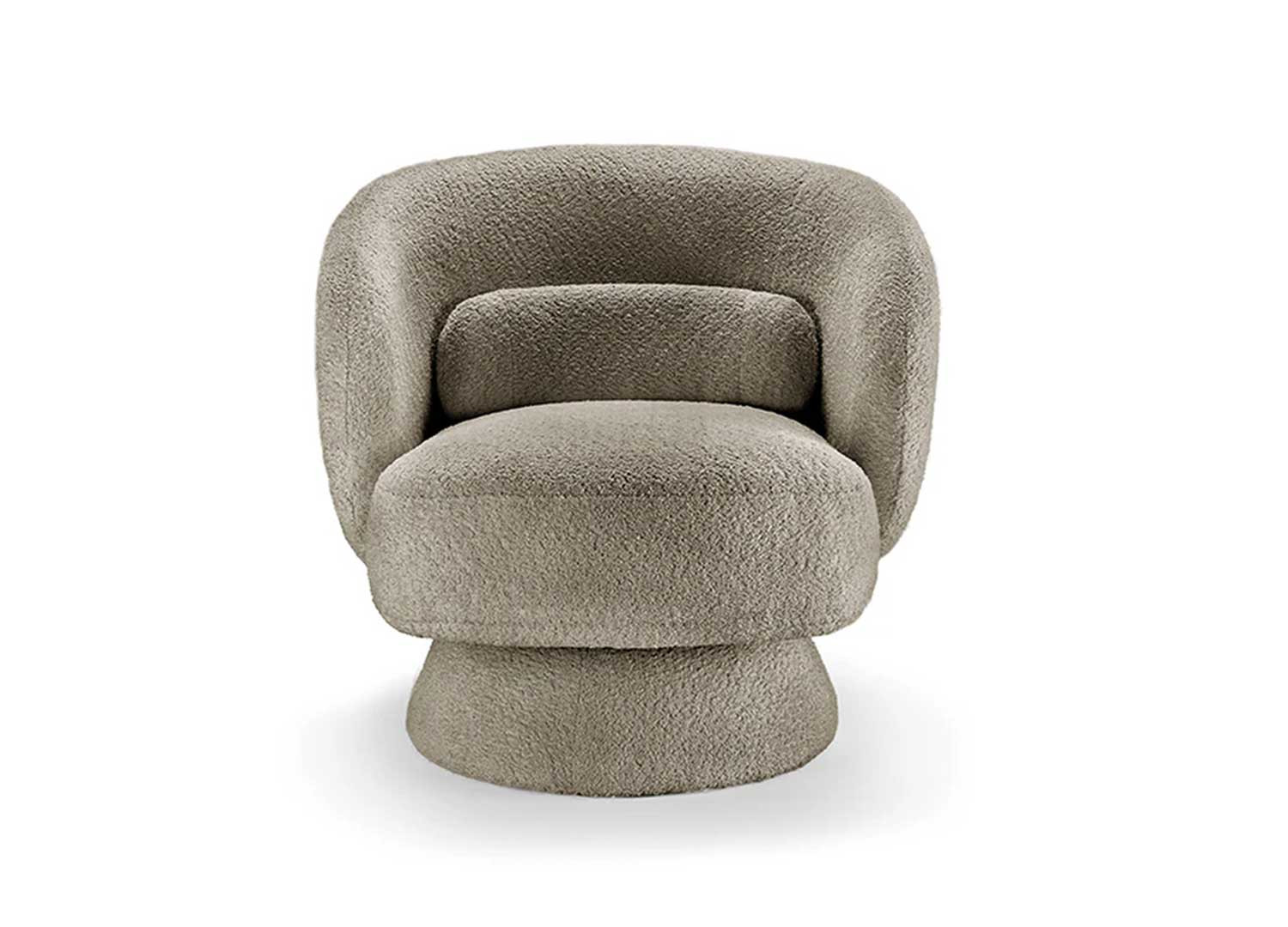 Fauteuil 1 place pivotant bouclé taupe Tirian