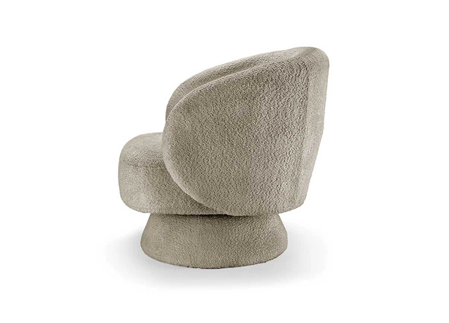 Fauteuil 1 place pivotant bouclé taupe Tirian