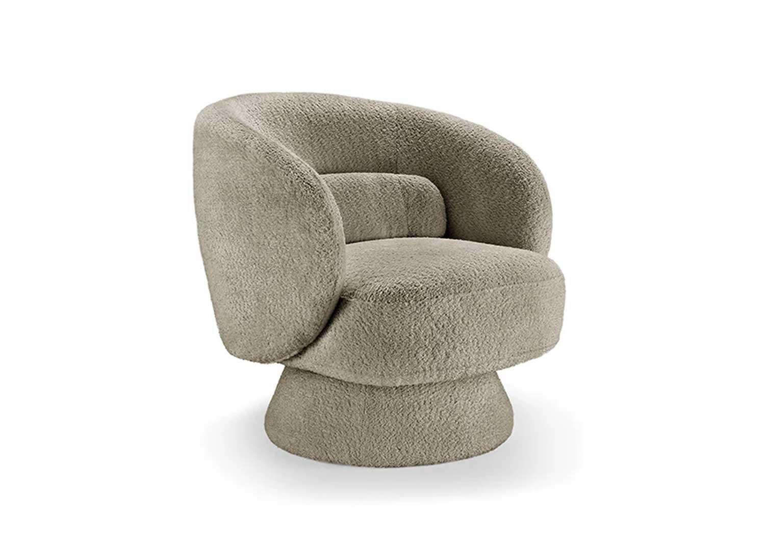 Fauteuil 1 place pivotant bouclé taupe Tirian