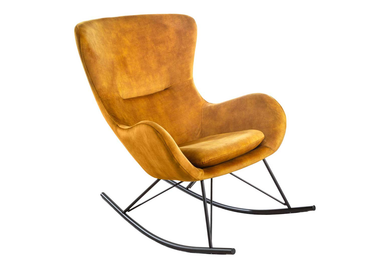 Fauteuil à bascule scandinave jaune moutarde