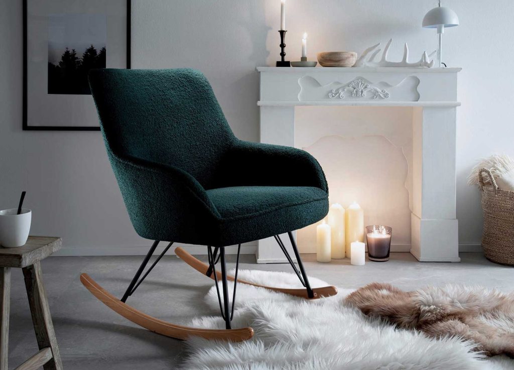 Fauteuil à bascule tissu vert