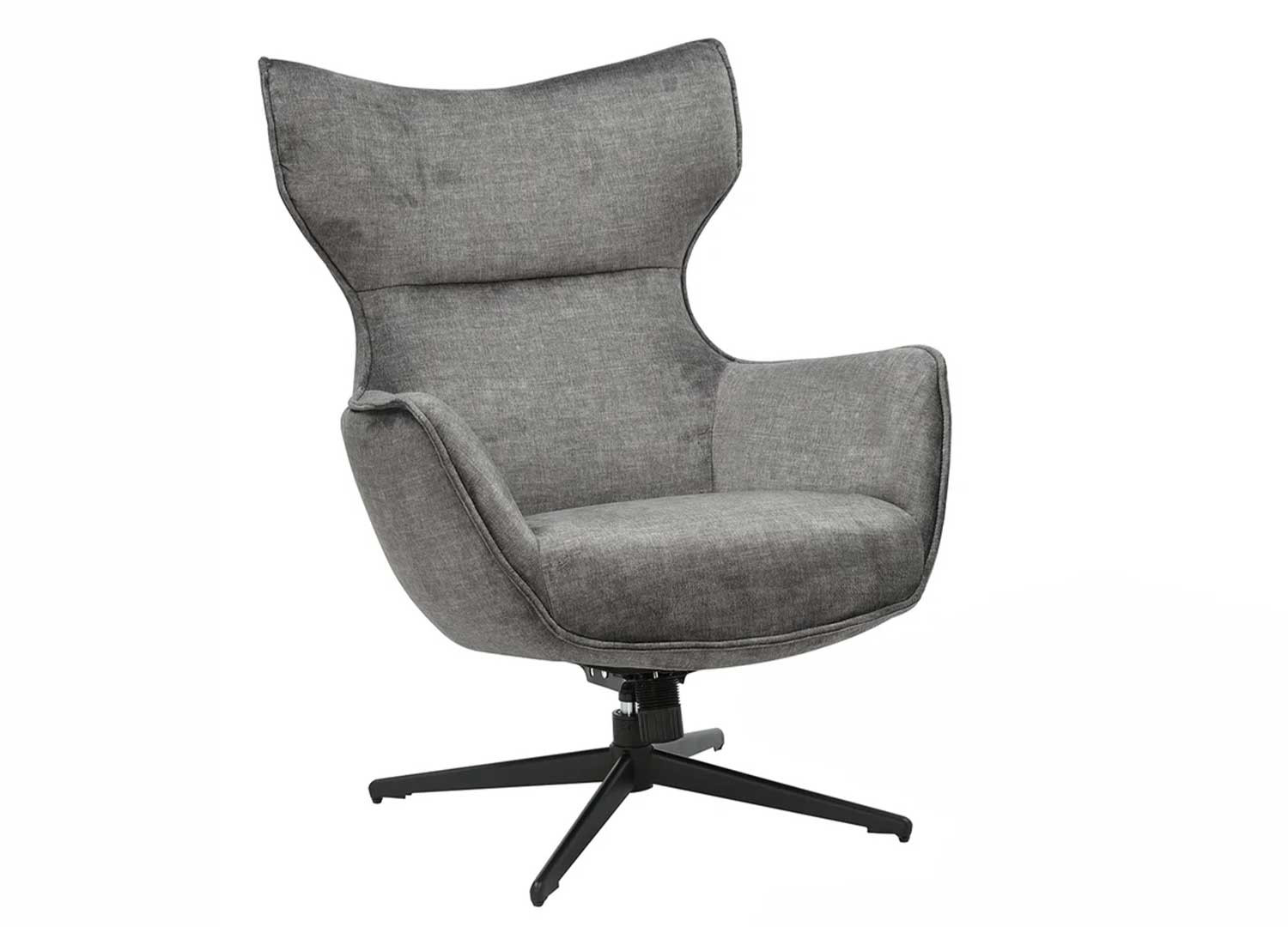 Fauteuil à oreilles pivotant moderne en velours gris Jade