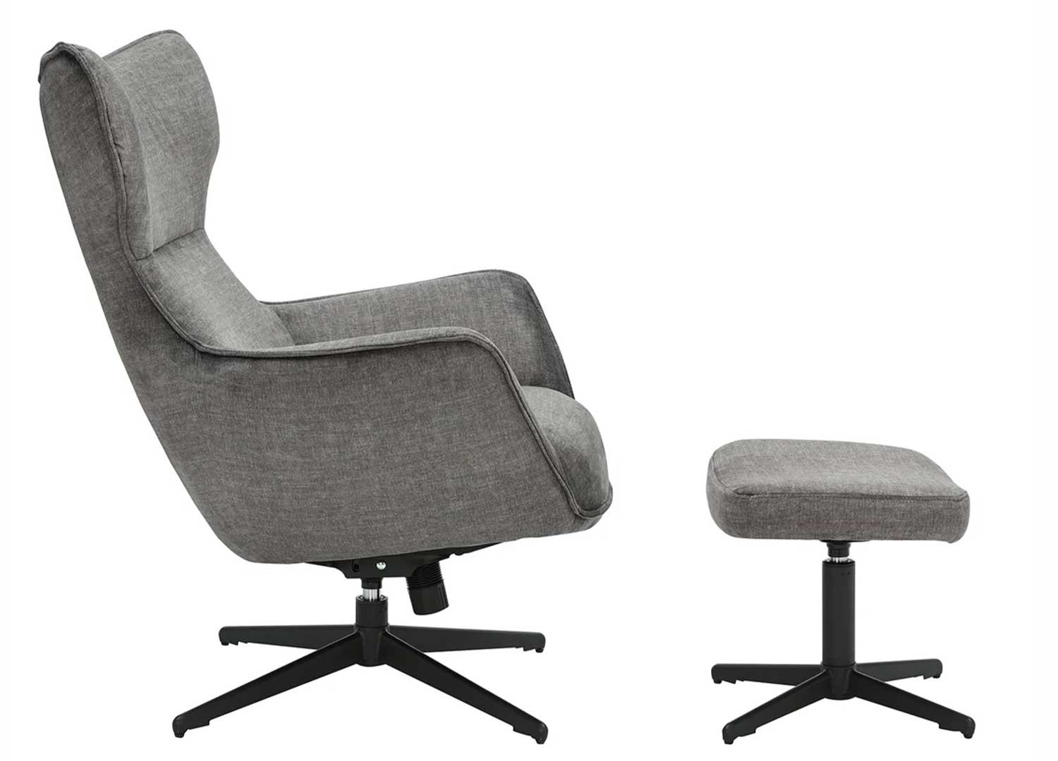 Fauteuil à oreilles pivotant moderne en velours gris Jade
