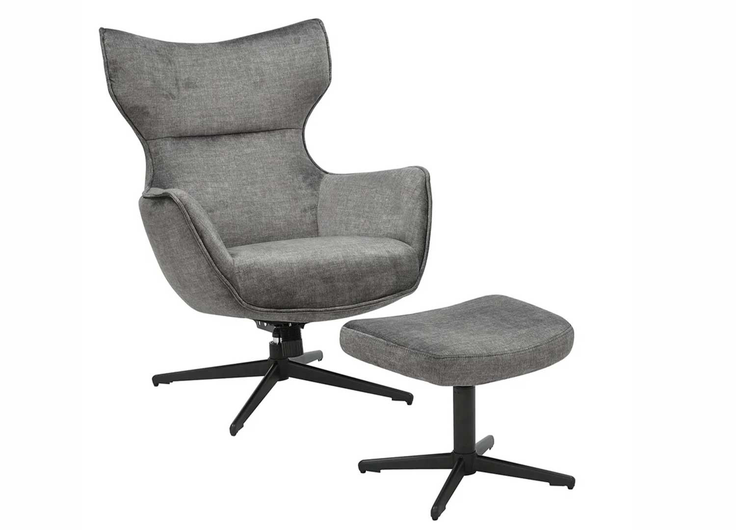 Fauteuil à oreilles pivotant moderne en velours gris Jade