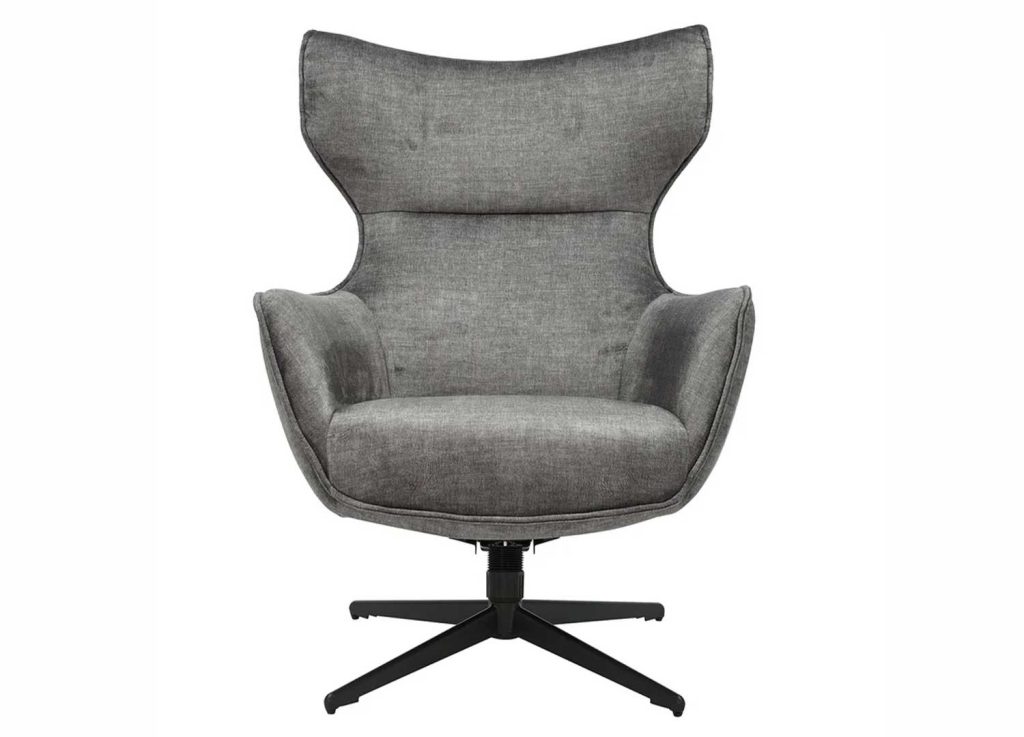 Fauteuil à oreilles pivotant moderne en velours gris Jade